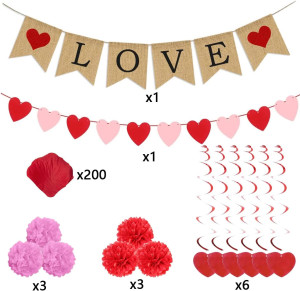 Jofan Valentines Day Decor Kit with 1 LOVE Banner,...