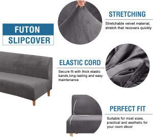 H.VERSAILTEX Real Velvet Futon Cover Armless Sofa...