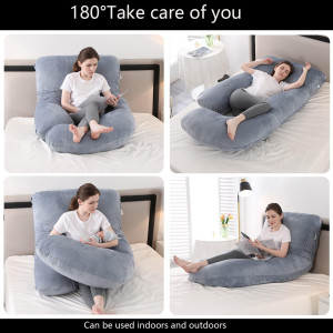 Pregnancy Pillow J Shaped Full Body Pillow with Ve...
