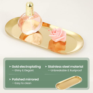 2PACK Gold Decorative Tray, Bathroom Vanity Tray f...