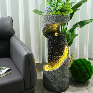 35.4" Spiral Water Fountain Indoor Modern Garden W...