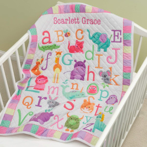 Personalized Planet Pastel Color Girl's ABC Quilt...