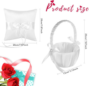 2 Flower Girl Baskets and Ring Bearer Pillow Set,...