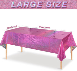 4 Pack Iridescence Plastic Tablecloths Shiny Dispo...