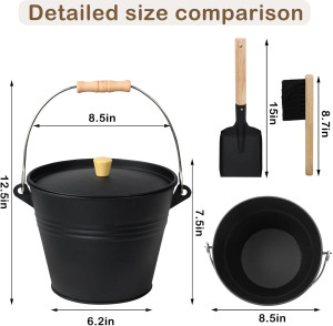 Poofzy Ash Bucket with Lid, 1.3 Gallon Ash Bucket...