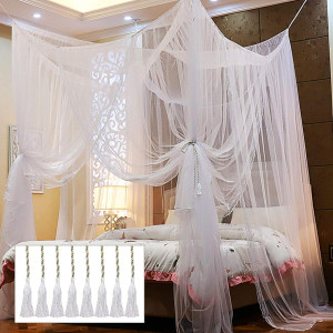 Twinkle Star 4 Corner Post Bed Canopy, Elegant Cur...
