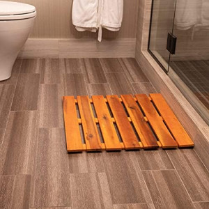 Villa Acacia Wooden Bath Mats -23 x 23 Inch Acacia...