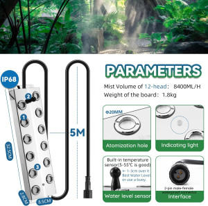 Mxmoonant Mist Maker 12 Head Ultrasonic Pond Fogge...