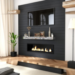 Fireplace Mantel, 47" Glass Mirrored Floating Mant...