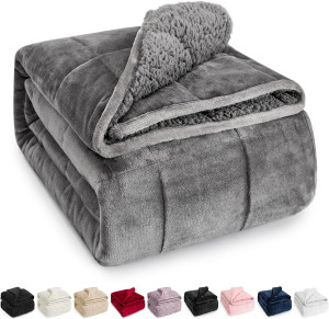 Wemore Sherpa Fleece Weighted Blanket for Adult, 1...