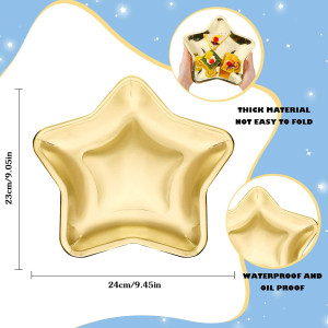 30 Pieces Thick Star Shaped Paper Plates Disposabl...