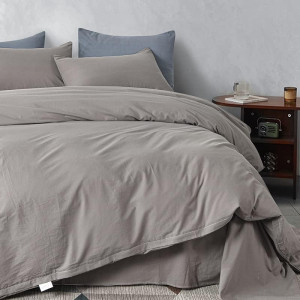 Grey Duvet Cover Cotton Duvet Cover 100% Washed Co...