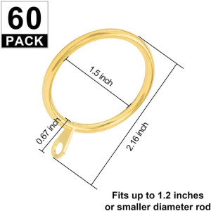 60 pcs 1.5-Inch Inner Diameter Metal Drapery Rings...
