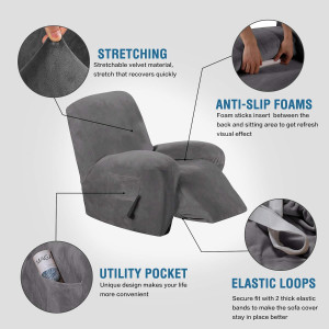 H.VERSAILTEX Velvet Plush Recliner Chair Covers 1-...