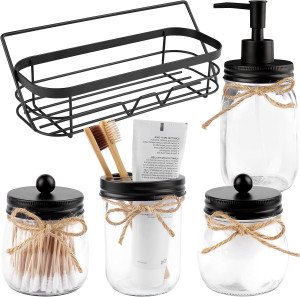 Vtopmart 5 Pcs Mason Jar Bathroom Accessories Set,...