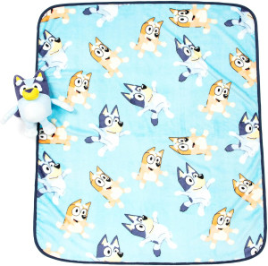 Bluey Plush Mini Pillow Buddy & 40 x 50 Inch Trave...