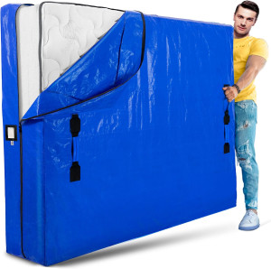Mattress Bags for Moving with 8 Handles - Queen Size - Extra-Thick Reusable Storage Bag - Mattress Cover for Moving with Zipper, Bag Protector