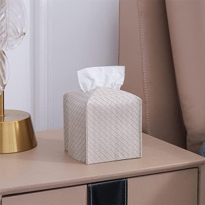 Tissue Box Cover PU Leather Tissue Holder Square F...