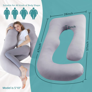 Sasttie Pregnancy Pillows for Sleeping, U Shaped B...