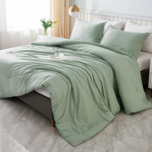 Litanika Queen Comforter Set Sage Green, 3 Pieces...