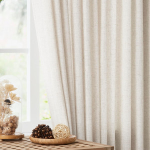 Vision Home Natural Pinch Pleated Semi Sheer Curta...