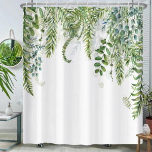 Sage Green Shower Curtain for Bathroom Plant Botan...