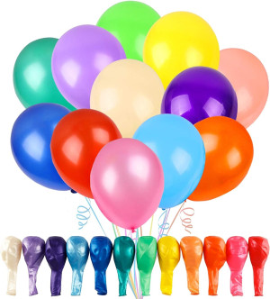 RUBFAC 120 Balloons Assorted Color 12 Inches Rainbow Latex Balloons, 12 Bright Color Party Balloons for Happy New Year Decorations 2024 Birthday Baby Shower Wedding Party Supplies Arch Garland