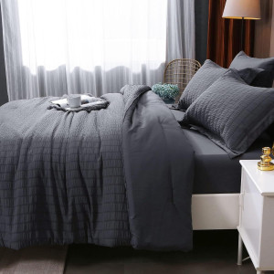 HYMOKEGE Queen Comforter Set Seersucker 7 Pieces,...