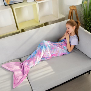 Mermaid Tail Blankets Glittering Wearable Cute Coz...