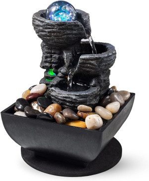 Tabletop Fountain Indoor Waterfall Meditation Foun...