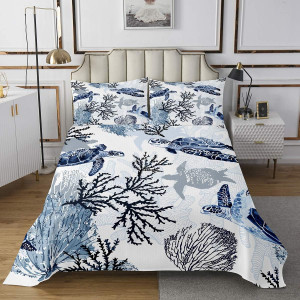 Erosebridal Turtle Bedding Set Twin White Blue Sea...