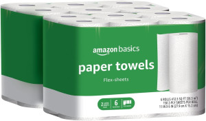 Amazon Basics 2-Ply Flex-Sheets Paper Towels, 12 B...