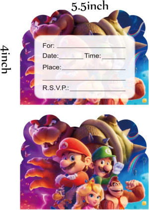 30Pcs Boys Mari Party Invitation Cards Supplies Bi...