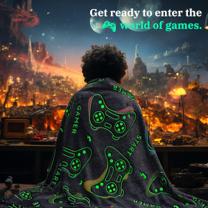 Glow in The Dark Blanket Game Controller Throw Bla...