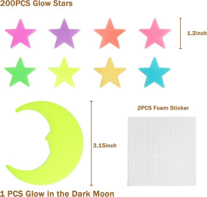 Glow in The Dark Stars Stickers for Ceiling, Adhes...